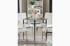 Serena White And Chrome Round Dining Table