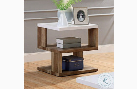 Majken White And Natural Tone End Table