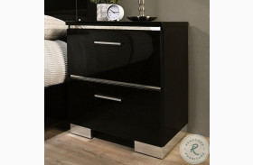 Carlie Black And Chrome Nightstand