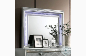 Emmeline Silver Upholstered Mirror With LED Light