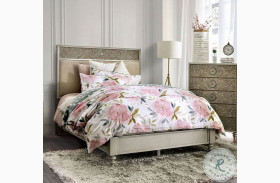 Jakarta Antique White And Beige Upholstered Queen Panel Bed