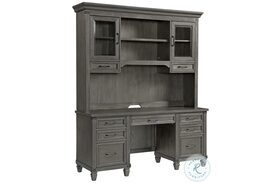 Foundry Home Office Brushed Pewter 66" Credenza With Hutch