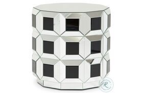 Montreal Silver Prism Round Mirrored End Table