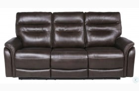Fortuna Coffee Leather Power Reclining Sofa with Power Headrest And Footrest