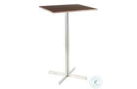 Fuji Stainless Steel With Walnut Wood Top Square Bar Table