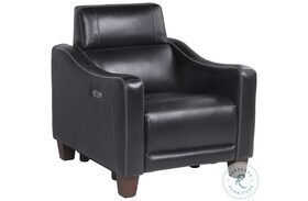 Giorno Midnight Leather Power Recliner with Power Headrest And Footrest