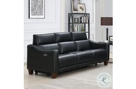 Giorno Midnight Leather Power Reclining Sofa with Power Headrest And Footrest