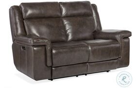 Montel Cosmos Cocao Leather Lay Flat Power Reclining Loveseat With Power Headrest And Lumbar