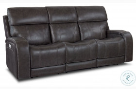 Glenwood Rainer Steel Lay Flat Power Reclining Sofa with Power Headrest And Lumbar