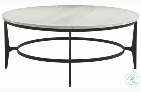Avondale Blackened And White Marble Round Metal Cocktail Table