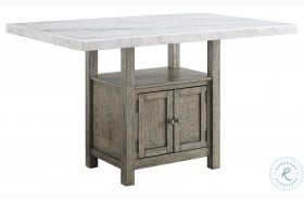 Grayson White Marble And Driftwood Counter Height Dining Table