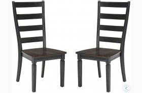 Glennwood Rubbed Black and Charcol Ladder Back Side Chair Set of 2