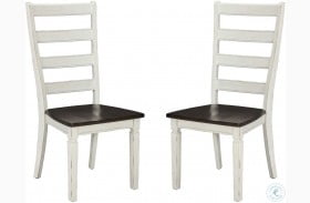 Glennwood Rubbed White and Charcol Ladder Back Side Chair Set of 2