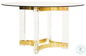 Hendrix Acrylic And Antique Brass Dining Table