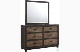 Harrison Dark Chocolate 6 Drawer Dresser With Mirror