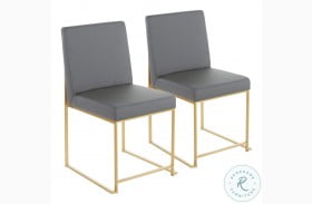 Fuji Grey High Back And Gold Metal Dining Chair Set Of 2
