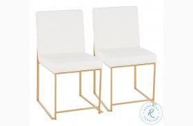 Fuji White High Back And Gold Metal Dining Chair Set Of 2