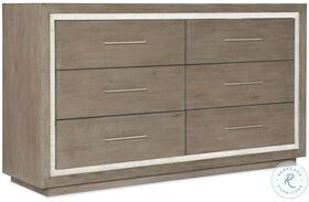 Mainstay Gray Washed Oak And Textured Light Gray Six Drawer Dresser