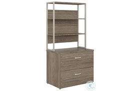 Hybrid Modern Hickory 2 Drawer Lateral File Cabinet with Hutch
