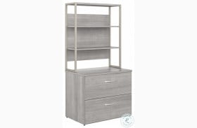 Hybrid Platinum Gray 2 Drawer Lateral File Cabinet with Hutch