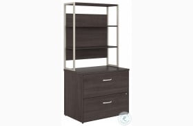 Hybrid Storm Gray 2 Drawer Lateral File Cabinet with Hutch