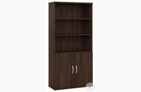 Hybrid Black Walnut Tall 5 Shelf Bookcase with Doors