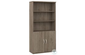 Hybrid Modern Hickory Tall 5 Shelf Bookcase with Doors