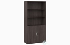 Hybrid Storm Gray Tall 5 Shelf Bookcase with Doors