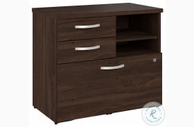 Hybrid Black Walnut Office Storage Cabinet with Drawers and Shelves