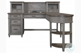 Caraway Aged Slate L Shaped Desk with Hutch