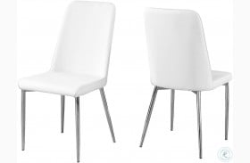 White And Chrome 37" H Dining Chair Set of 2