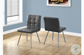 Gray Chrome Metal 32" Dining Chair Set of 2