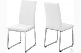 White Faux Leather and Chrome Dining Chair Set of 2