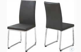Gray Faux Leather and Chrome Dining Chair Set of 2