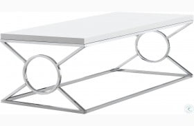 Glossy White and Chrome Metal Coffee Table