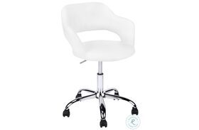 White and Chrome Metal Swivel Office Chair