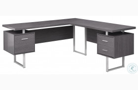 7306 Dark Grey L Shaped Computer Desk