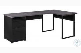 7435 Black And Grey 80" L Shaped Desk