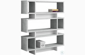 55" White And Cement Bookcase