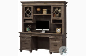 Carson Weathered Gray Brown Credenza with Hutch