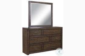 Modern Loft Brownstone 6 Drawer Dresser with Mirror