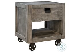 Micah Industrial Gray Storage End Table