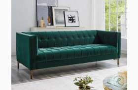 Isaac Emerald Green Velvet Sofa