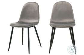 Isla Isadora Light Gray Velvet Side Chair Set Of 2