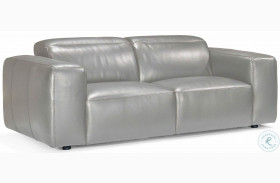 Jacklyn Gray Leather Loveseat with Adjustable Headrest