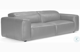 Jacklyn Gray Leather Sofa with Adjustable Headrest