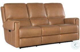 Somers Light Brown Power Reclining Sofa with Power Headrest