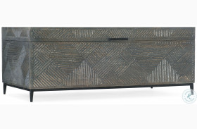 Commerce And Market Gray Textured And Black Metal Carved Chest Cocktail Table