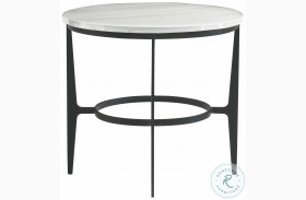 Avondale Blackened And White Marble Round Metal End Table