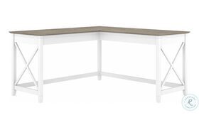 Key West Pure White and Shiplap Gray 60" L Shaped Desk